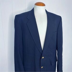 Hart Schaffner Marx Trumpeter Navy Gold Button Blazer Hopsack
